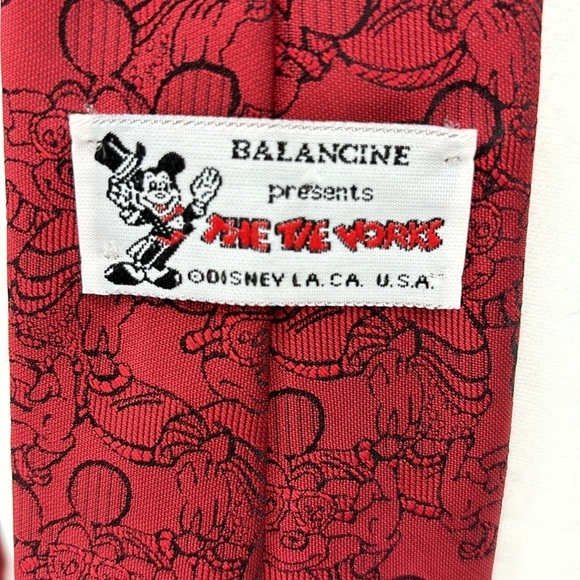 Vintage Disney Mickey Mouse Wearing Sunglasses Necktie Red & Black - Picture 2 of 6